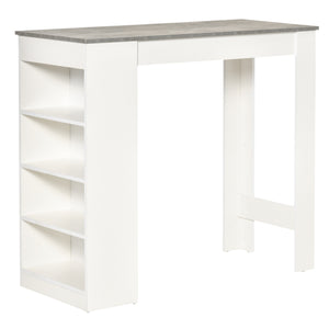 Bar table with 4 storage shelves, grey