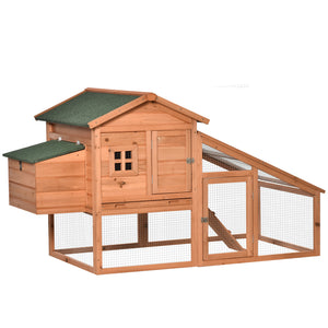 Wooden chicken coop with resting run, removable nesting box and waterproof asphalt roof