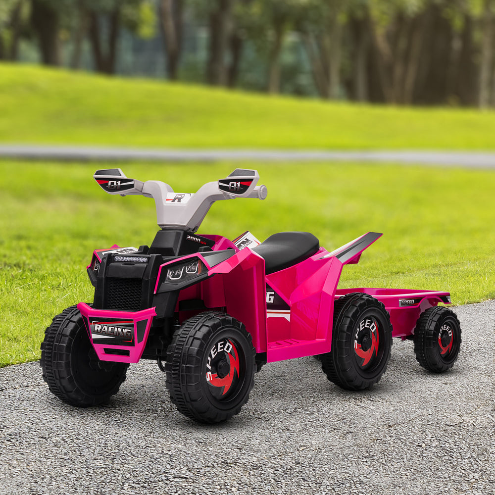 6V ATV with rear trailer, pink