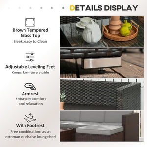 Garden furniture set with soft cushions, corner sofas, gray