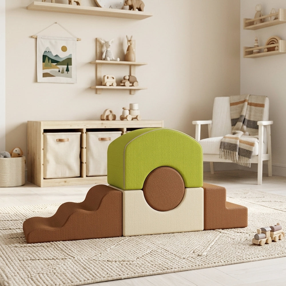 Set of 5 foam motor skills blocks with corduroy covers
