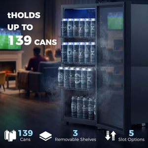 90L Beverage Refrigerator, 139 Cans, Black