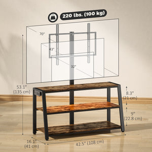 TV stand with stand and power outlet, swivel with LED lighting for 32 to 70 inch TVs