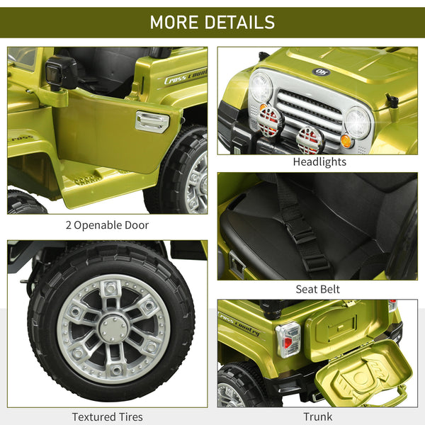 12V electric jeep with remote control, green