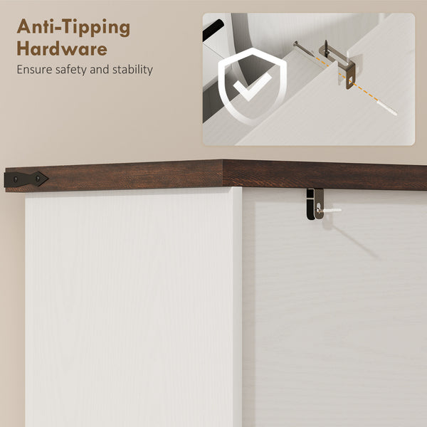 53.5-inch storage cabinet with adjustable shelves, 6 doors and spice racks for dining room, white