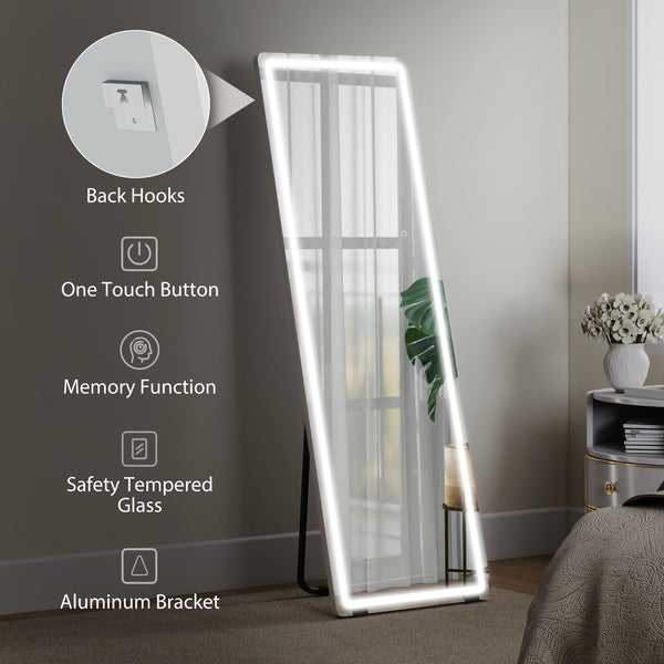 Full-length LED freestanding mirror with 3-color lighting