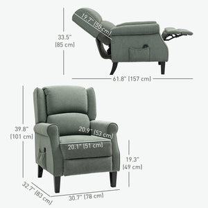 Vibration Massage Recliner Chair with Extendable Footrest, Remote Control, Dark Green