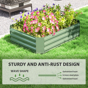 Galvanized metal raised planter, dark green
