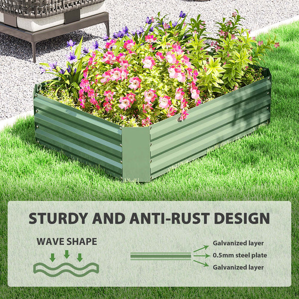 Galvanized metal raised planter, dark green
