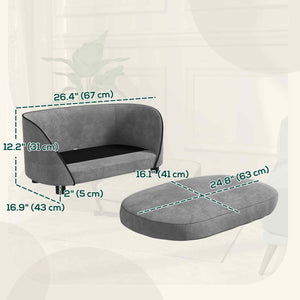 Dog sofa with soft cushion, removable and washable cover, grey