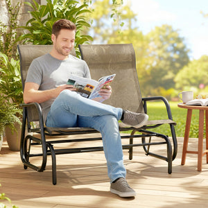 2-person Outdoor Rocking Bench, Brown