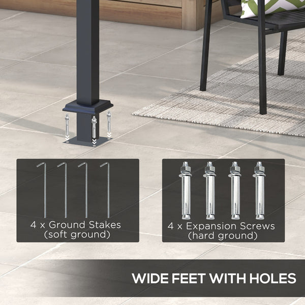 10' x 10' Retractable Pergola, Garden Shelter, for BBQ, Patio, Deck, Dark Grey