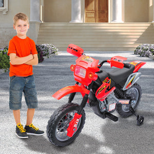 6V Electric Motorcycle with Training Wheels, Red