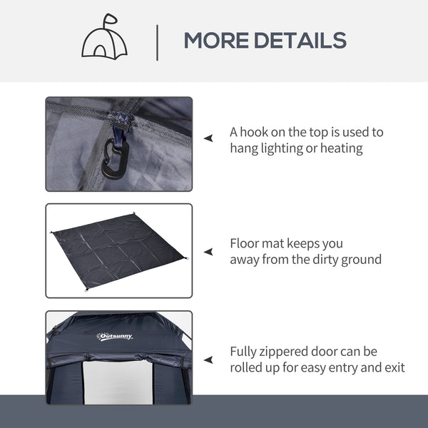 Shower Tent 60" x 60" x 82" Extra Large, Portable Privacy Camping Shelter with Windows and Ground Sheet, Dark Blue