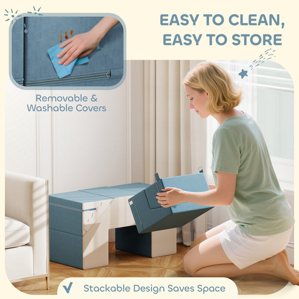 2-piece foam climbing blocks with removable blue cover