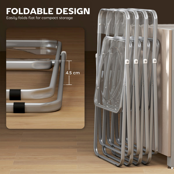 Set of 4 transparent acrylic folding chairs