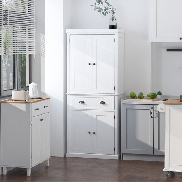 Tall kitchen cabinet with drawer, white