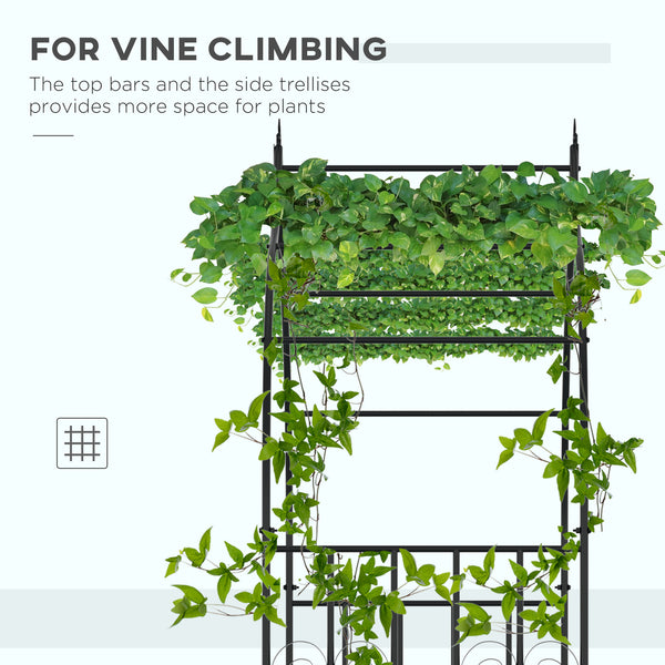 Garden arch with scrollwork design for climbing roses, vines and plants