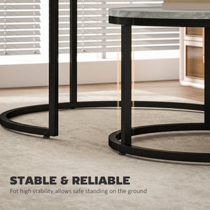 Set of 2 nesting coffee tables with marble-effect tops – Grey marble