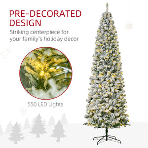 9ft Pre-Lit Frosted Artificial Christmas Tree with Warm White LED Light