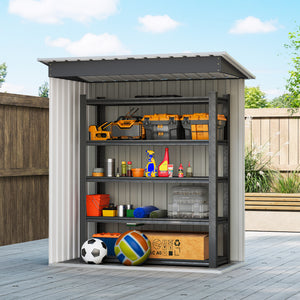 Garden shed with sliding door and sloping roof, steel frame, black