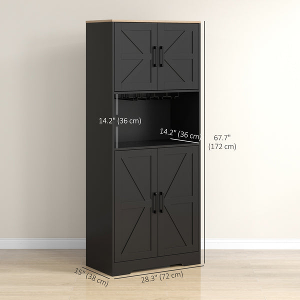 Pantry with wine glass storage, black