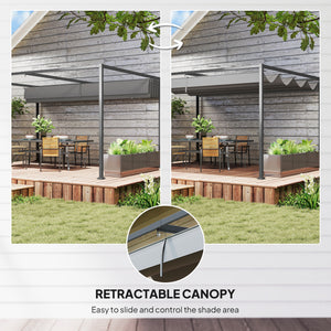 10 x 13 terrace pergola with retractable awning, dark grey