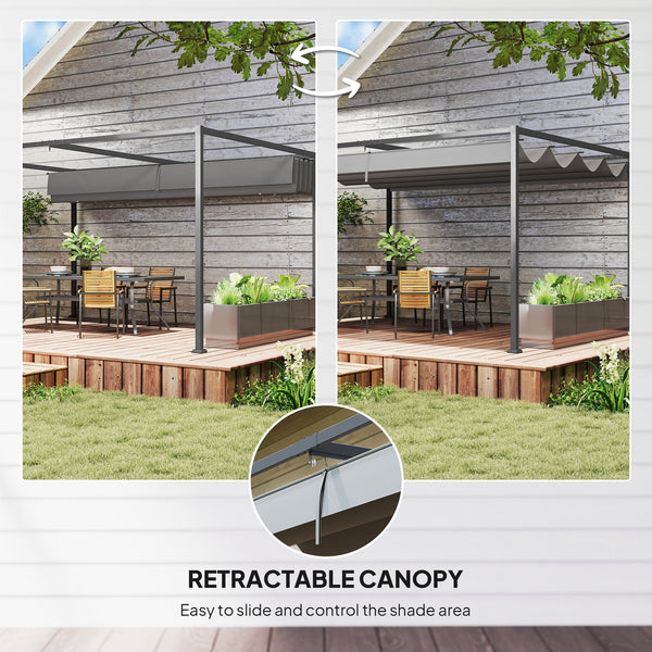 10 x 13 terrace pergola with retractable awning, dark grey