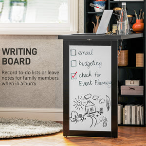Foldable convertible desk with whiteboard and side shelf, black