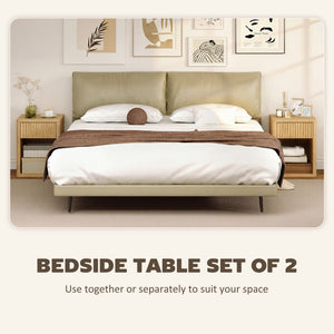 Ensemble de 2 tables de chevet modernes, couleur chêne