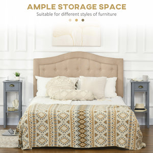 Set of 2 narrow bedside tables with drawer and shelf, gray