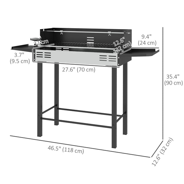 Charcoal barbecue, 3-tier cooking grate, storage shelves