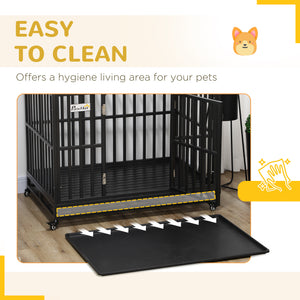 44" Heavy-Duty Steel Dog Crate with Wheels