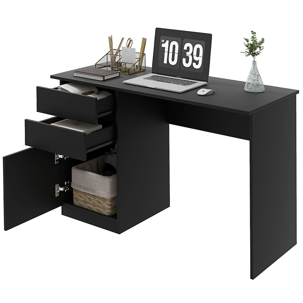 Computer desk with storage, drawers and cabinet, black