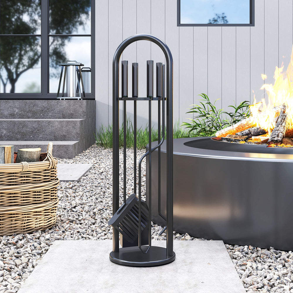 5-Piece Fireplace Accessory Set with Brush, Shovel, Poker, Tongs and Holder