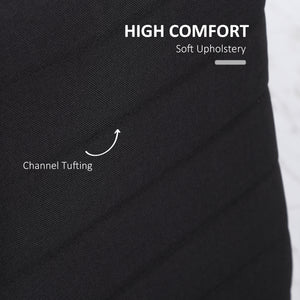 Set of 4 Linen Upholstered High Back Dining Chairs with Metal Legs, Black