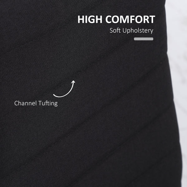 Set of 4 Linen Upholstered High Back Dining Chairs with Metal Legs, Black