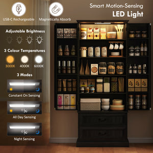 Sideboard with 10 door shelves, 2 drawers and adjustable shelves, black