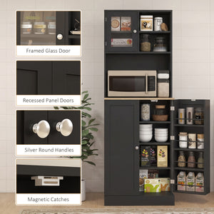 169 cm high kitchen cabinet with adjustable shelves, black