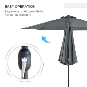 9.7-foot round umbrella with crank and tilt, grey 