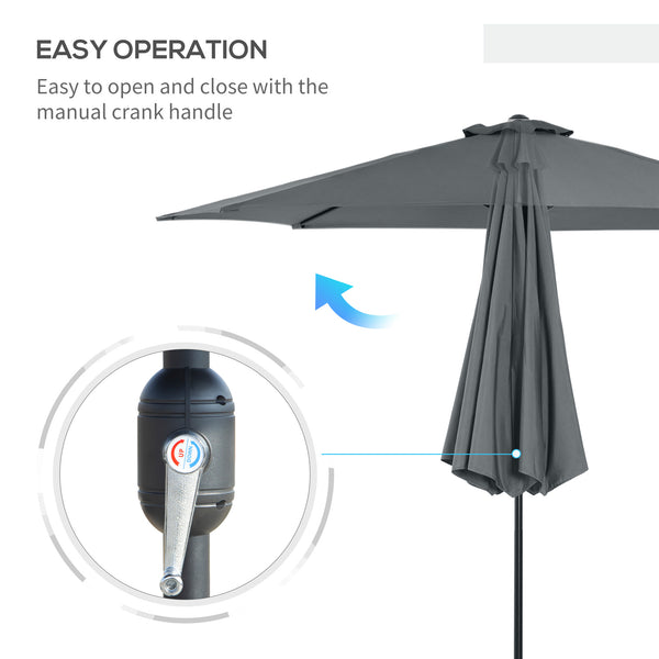 9.7-foot round umbrella with crank and tilt, grey 
