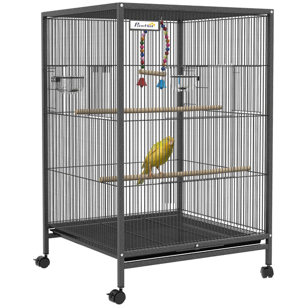 Bird cage for parrots, lovebirds, budgies and finches, gray
