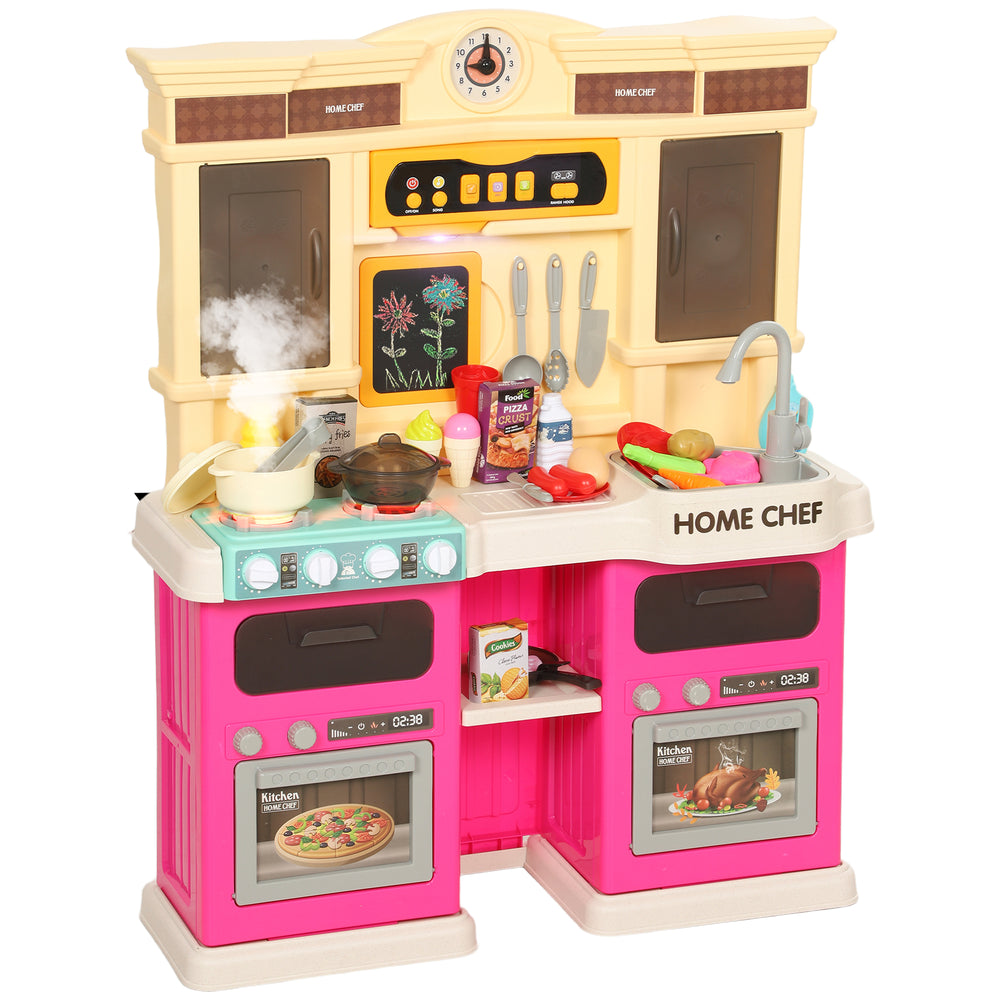Children's kitchen with sounds, lights and accessories, pink