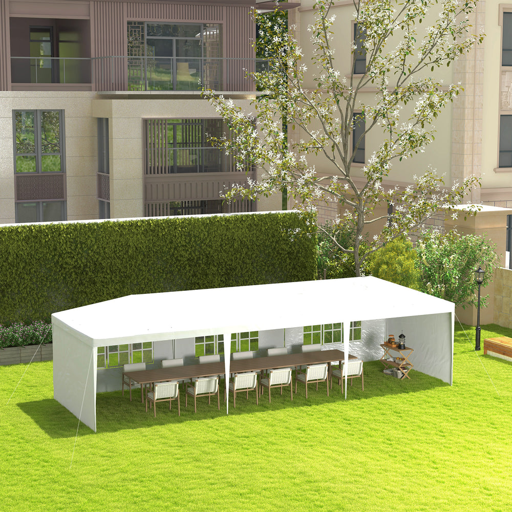 10' x 29' Party Tent, Canopy Tent with Sidewalls and Large Transparent Windows for Garden, Backyard, Outdoor, White