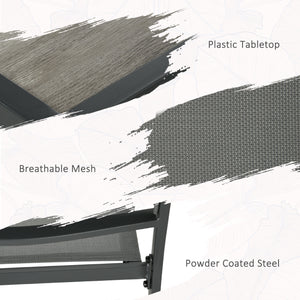 7 Piece Outdoor Dining Set with 6 Stackable Chairs, Patio Table and Chairs with Plastic Top and Breathable Mesh Backrest