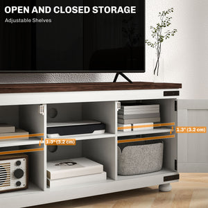Farmhouse TV stand for TVs up to 50 inches, aged white