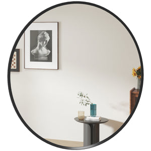 Modern Round Decorative Wall Mirror, Black