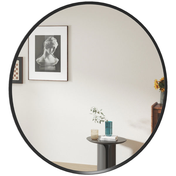 Modern Round Decorative Wall Mirror, Black