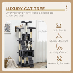 172cm Multi-Level Cat Tree, Anthracite Grey