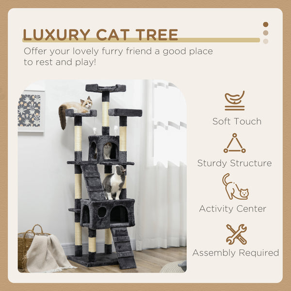 172cm Multi-Level Cat Tree, Anthracite Grey